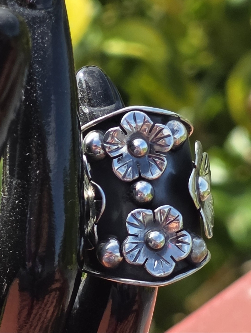 🌼Floral SilverTaxco Made Ring Adjustable Fits Size 6-8 - Picture 2 of 16